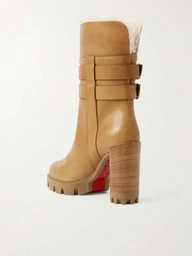 Christian Louboutin Elisawalk 100 Buckled Shearling-lined Leather Ankle Boots | Thumbnail 3 Christian Louboutin Elisawalk 100 Buckled Shearling-lined Leather Ankle Boots | Thumbnail 3