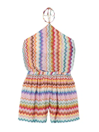 Missoni Mare Striped Metallic Crochet-knit Halterneck Playsuit | Thumbnail 1 Missoni Mare Striped Metallic Crochet-knit Halterneck Playsuit | Thumbnail 1