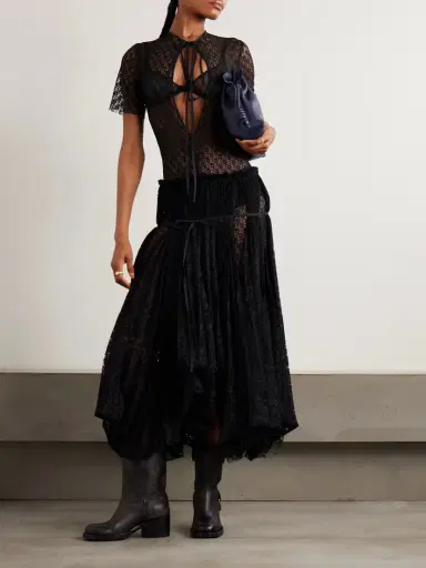 JW Anderson Layered Cutout Pleated Lace Maxi Dress | Thumbnail 2 JW Anderson Layered Cutout Pleated Lace Maxi Dress | Thumbnail 2