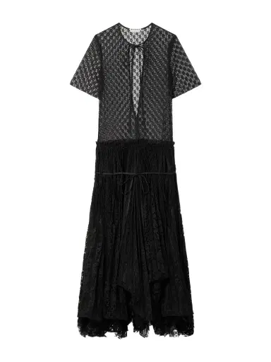 JW Anderson Layered Cutout Pleated Lace Maxi Dress | Thumbnail 1 JW Anderson Layered Cutout Pleated Lace Maxi Dress | Thumbnail 1