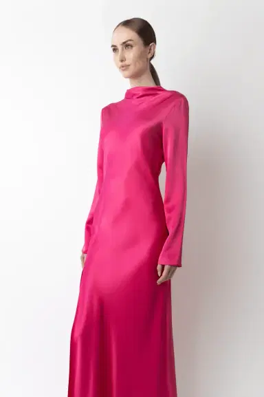 LAPOINTE Satin Draped Neck Bias Dress | Thumbnail 3 LAPOINTE Satin Draped Neck Bias Dress | Thumbnail 3