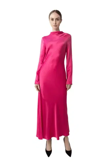 LAPOINTE Satin Draped Neck Bias Dress | Thumbnail 1 LAPOINTE Satin Draped Neck Bias Dress | Thumbnail 1