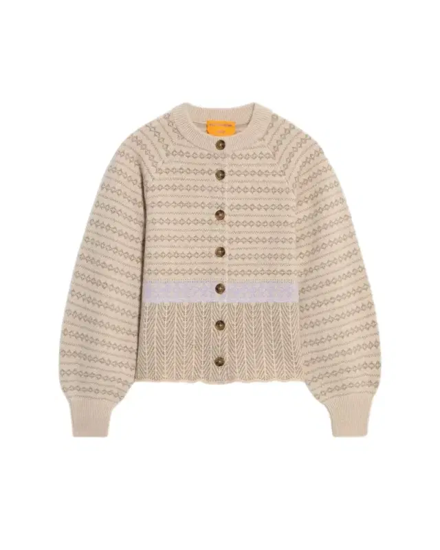 Guest In Residence Fair Isle Sculpted Cardigan - Sandstone Combo