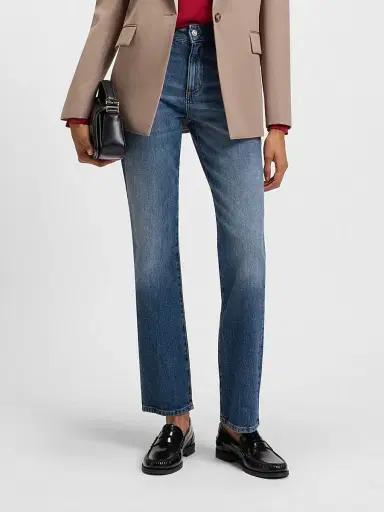 BOSS Women's Slim-Fit Jeans in Marbled Comfort-Stretch Denim - Blue | Thumbnail 2 BOSS Women's Slim-Fit Jeans in Marbled Comfort-Stretch Denim - Blue | Thumbnail 2