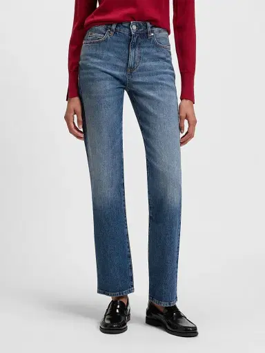BOSS Women's Slim-Fit Jeans in Marbled Comfort-Stretch Denim - Blue | Thumbnail 3 BOSS Women's Slim-Fit Jeans in Marbled Comfort-Stretch Denim - Blue | Thumbnail 3