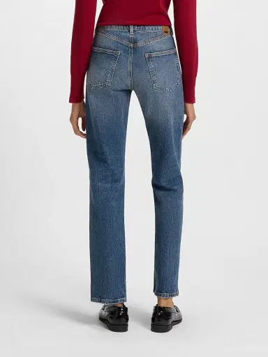 BOSS Women's Slim-Fit Jeans in Marbled Comfort-Stretch Denim - Blue | Thumbnail 4 BOSS Women's Slim-Fit Jeans in Marbled Comfort-Stretch Denim - Blue | Thumbnail 4