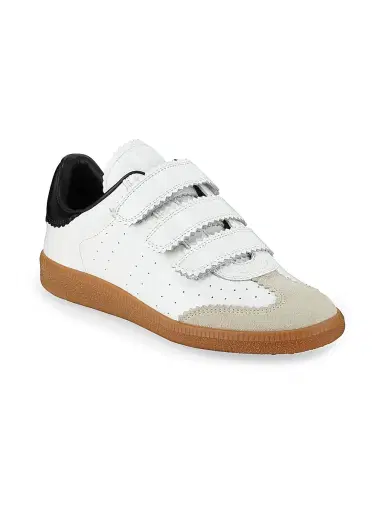 Isabel Marant Women's Beth Perforated Low-Top Suede-Leather Sneakers - White Black | Thumbnail 2 Isabel Marant Women's Beth Perforated Low-Top Suede-Leather Sneakers - White Black | Thumbnail 2