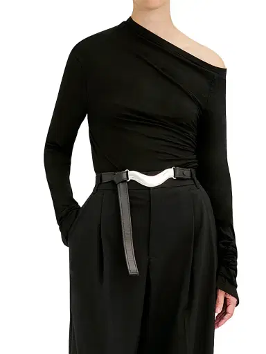 Déhanche Women's Brancusi Leather Belt - Black Silver | Thumbnail 2 Déhanche Women's Brancusi Leather Belt - Black Silver | Thumbnail 2