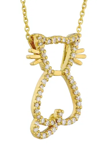 Roberto Coin Women's Tiny Treasures Cat 18K Yellow Gold & 0.19 TCW Diamond Cat Pendant Necklace - Yellow Gold | Thumbnail 5 Roberto Coin Women's Tiny Treasures Cat 18K Yellow Gold & 0.19 TCW Diamond Cat Pendant Necklace - Yellow Gold | Thumbnail 5