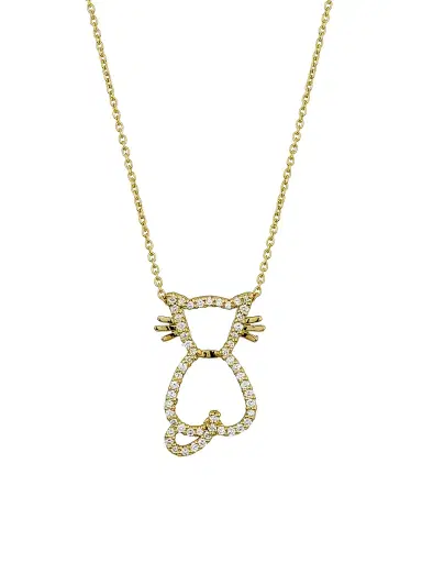 Roberto Coin Women's Tiny Treasures Cat 18K Yellow Gold & 0.19 TCW Diamond Cat Pendant Necklace - Yellow Gold | Thumbnail 1 Roberto Coin Women's Tiny Treasures Cat 18K Yellow Gold & 0.19 TCW Diamond Cat Pendant Necklace - Yellow Gold | Thumbnail 1
