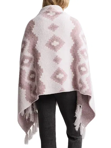 Barefoot Dreams Women's Cozychic Mosaic Fringe-Trimmed Wrap - Faded Rose Multi | Thumbnail 3 Barefoot Dreams Women's Cozychic Mosaic Fringe-Trimmed Wrap - Faded Rose Multi | Thumbnail 3
