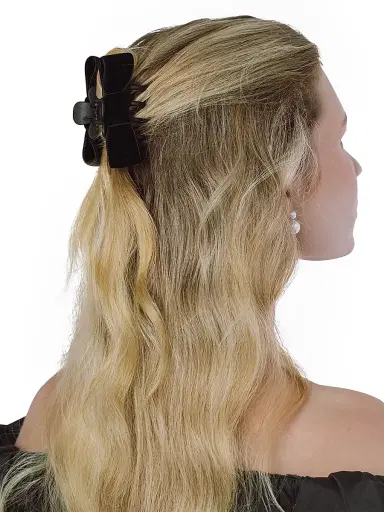 Jennifer Behr Women's Maddy Silk Bow Jaw Clip - Black | Thumbnail 2 Jennifer Behr Women's Maddy Silk Bow Jaw Clip - Black | Thumbnail 2