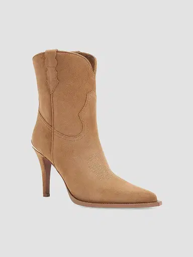 Partlow Women's Katie Suede 95MM Western Stiletto Booties - Beige - Size 10 | Thumbnail 2 Partlow Women's Katie Suede 95MM Western Stiletto Booties - Beige - Size 10 | Thumbnail 2