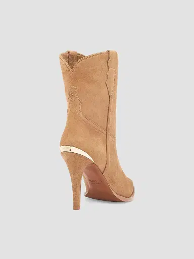 Partlow Women's Katie Suede 95MM Western Stiletto Booties - Beige - Size 10 | Thumbnail 3 Partlow Women's Katie Suede 95MM Western Stiletto Booties - Beige - Size 10 | Thumbnail 3