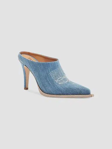 Partlow Women's Lainy Denim 95MM Western Mule Pumps - Blue - Size 9 | Thumbnail 2 Partlow Women's Lainy Denim 95MM Western Mule Pumps - Blue - Size 9 | Thumbnail 2