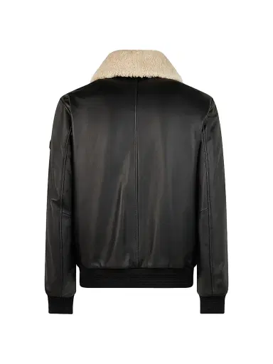 Moose Knuckles Men's Toba Shearling-Trim Leather Bomber Jacket | Thumbnail 3 Moose Knuckles Men's Toba Shearling-Trim Leather Bomber Jacket | Thumbnail 3