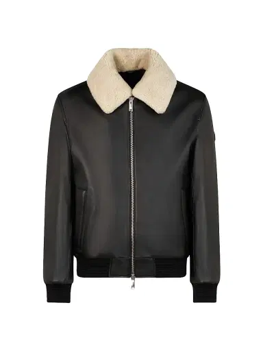 Moose Knuckles Men's Toba Shearling-Trim Leather Bomber Jacket | Thumbnail 1 Moose Knuckles Men's Toba Shearling-Trim Leather Bomber Jacket | Thumbnail 1
