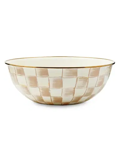 MacKenzie-Childs Extra-Large Mocha Check Everyday Bowl | Thumbnail 1 MacKenzie-Childs Extra-Large Mocha Check Everyday Bowl | Thumbnail 1