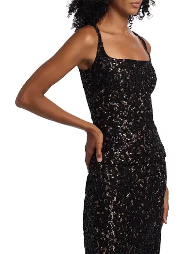 Toccin Women's Bibi Sequined Cotton-Blend Lace Tank - Jet | Thumbnail 4 Toccin Women's Bibi Sequined Cotton-Blend Lace Tank - Jet | Thumbnail 4