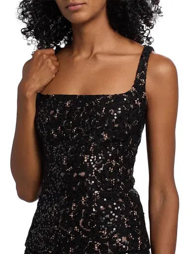 Toccin Women's Bibi Sequined Cotton-Blend Lace Tank - Jet | Thumbnail 6 Toccin Women's Bibi Sequined Cotton-Blend Lace Tank - Jet | Thumbnail 6