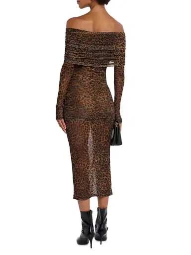 Lapointe Women's Leopard Mesh Body-Con Midi-Dress - Leopard - Size Large | Thumbnail 4 Lapointe Women's Leopard Mesh Body-Con Midi-Dress - Leopard - Size Large | Thumbnail 4