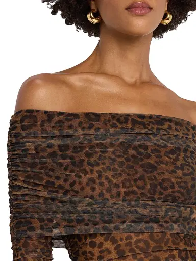 Lapointe Women's Leopard Mesh Body-Con Midi-Dress - Leopard - Size Large | Thumbnail 5 Lapointe Women's Leopard Mesh Body-Con Midi-Dress - Leopard - Size Large | Thumbnail 5