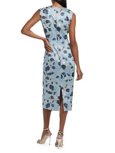 PRABAL GURUNG Women's Floral Jacquard Sheath Cocktail Dress - Ice Blue Multi - Size 8 | Thumbnail 5 PRABAL GURUNG Women's Floral Jacquard Sheath Cocktail Dress - Ice Blue Multi - Size 8 | Thumbnail 5