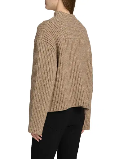 Proenza Schouler White Label Women's Meron Rib-Knit Merino Wool Sweater - Walnut Melange | Thumbnail 5 Proenza Schouler White Label Women's Meron Rib-Knit Merino Wool Sweater - Walnut Melange | Thumbnail 5