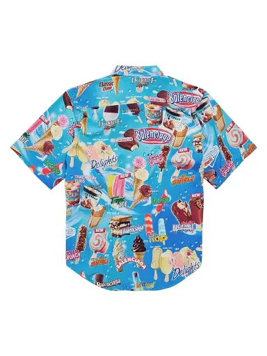 Balenciaga Men's Sweet Treat Short Sleeve Minimal Shirt - Blue Multi - Size 44 | Thumbnail 2 Balenciaga Men's Sweet Treat Short Sleeve Minimal Shirt - Blue Multi - Size 44 | Thumbnail 2
