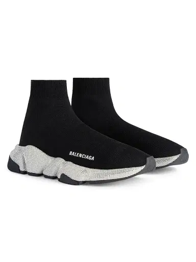 Balenciaga Men's Speed Knit Sneakers with Rhinestones - Black | Thumbnail 2 Balenciaga Men's Speed Knit Sneakers with Rhinestones - Black | Thumbnail 2