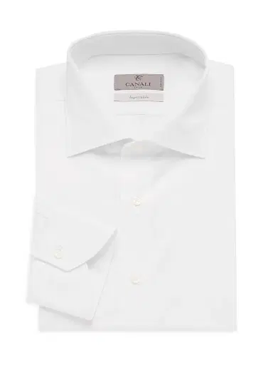 Canali Men's Cotton Dress Shirt - White | Thumbnail 1 Canali Men's Cotton Dress Shirt - White | Thumbnail 1