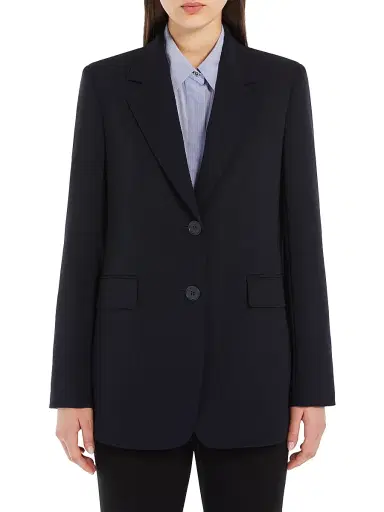 Max Mara Women's Single Breasted Cady Blazer - Navy | Thumbnail 2 Max Mara Women's Single Breasted Cady Blazer - Navy | Thumbnail 2
