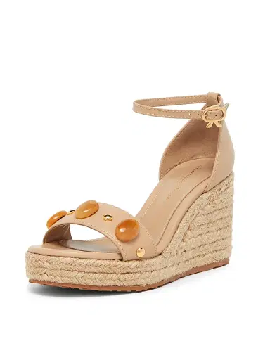Gianvito Rossi Women's 70MM Embellished Leather & Raffia Platform Wedge Sandals - Sand - Size 11 | Thumbnail 2 Gianvito Rossi Women's 70MM Embellished Leather & Raffia Platform Wedge Sandals - Sand - Size 11 | Thumbnail 2