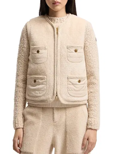 Moncler Women's Mimosa Puffer Vest in Teddy - Beige - Size XL | Thumbnail 2 Moncler Women's Mimosa Puffer Vest in Teddy - Beige - Size XL | Thumbnail 2