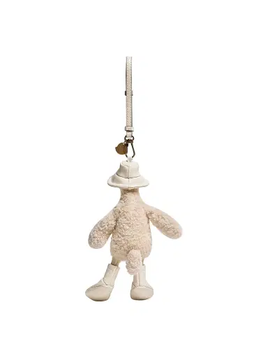 Moncler Women's Key Holder in Teddy - White Ivory | Thumbnail 2 Moncler Women's Key Holder in Teddy - White Ivory | Thumbnail 2