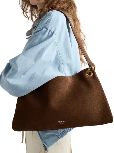 Prada Women's Etude Suede Shoulder Bag - Brown | Thumbnail 3 Prada Women's Etude Suede Shoulder Bag - Brown | Thumbnail 3