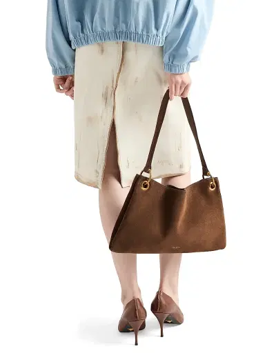 Prada Women's Etude Suede Shoulder Bag - Brown | Thumbnail 4 Prada Women's Etude Suede Shoulder Bag - Brown | Thumbnail 4