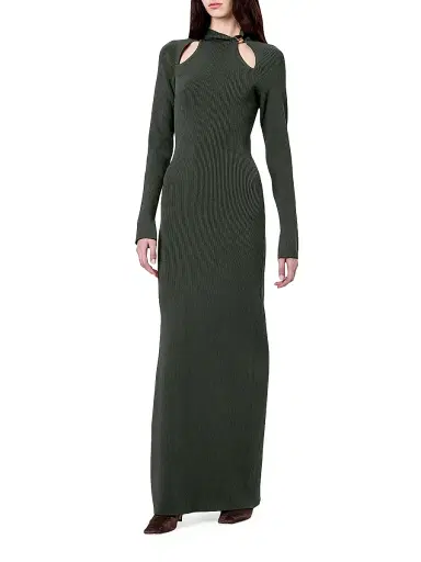 NICHOLAS Women's Ellie Cut-Out Ribbed Maxi Dress - Olive | Thumbnail 3 NICHOLAS Women's Ellie Cut-Out Ribbed Maxi Dress - Olive | Thumbnail 3