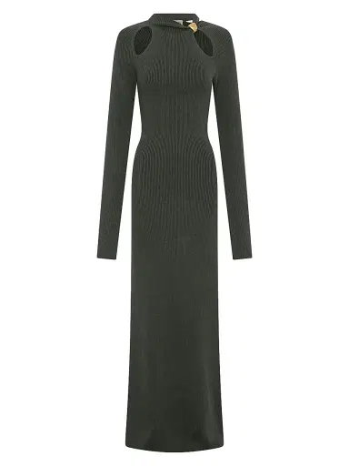 NICHOLAS Women's Ellie Cut-Out Ribbed Maxi Dress - Olive | Thumbnail 1 NICHOLAS Women's Ellie Cut-Out Ribbed Maxi Dress - Olive | Thumbnail 1