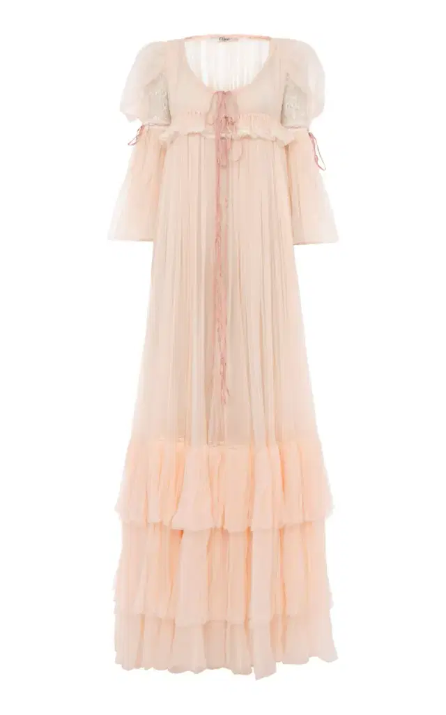 Chloé Ruffled Organic Silk Mousseline Gown