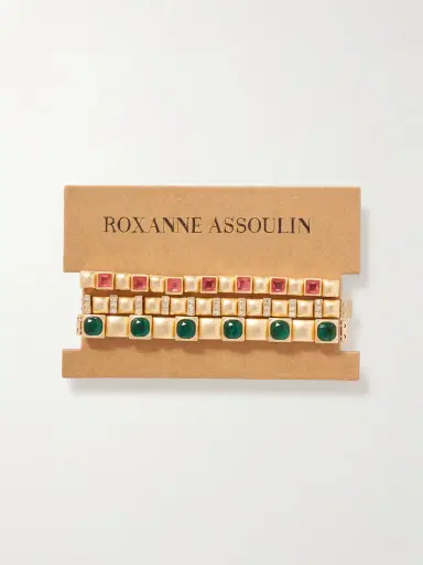Roxanne Assoulin The Jeweled Set Of Three Gold-tone And Cubic Zirconia Bracelets | Thumbnail 5 Roxanne Assoulin The Jeweled Set Of Three Gold-tone And Cubic Zirconia Bracelets | Thumbnail 5