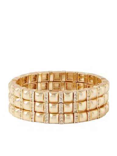 Roxanne Assoulin Set Of Three Gold-tone Crystal Bracelets | Thumbnail 1 Roxanne Assoulin Set Of Three Gold-tone Crystal Bracelets | Thumbnail 1