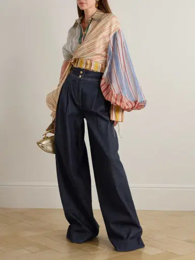 Zimmermann Striped Linen And Silk-blend Wrap Blouse | Thumbnail 2 Zimmermann Striped Linen And Silk-blend Wrap Blouse | Thumbnail 2
