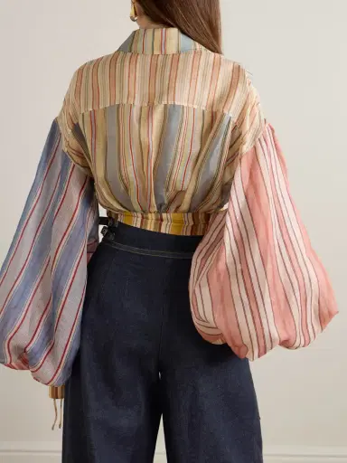 Zimmermann Striped Linen And Silk-blend Wrap Blouse | Thumbnail 3 Zimmermann Striped Linen And Silk-blend Wrap Blouse | Thumbnail 3