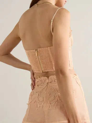 Zimmermann Rebellion Appliquéd Linen And Silk-blend Corset Top | Thumbnail 3 Zimmermann Rebellion Appliquéd Linen And Silk-blend Corset Top | Thumbnail 3