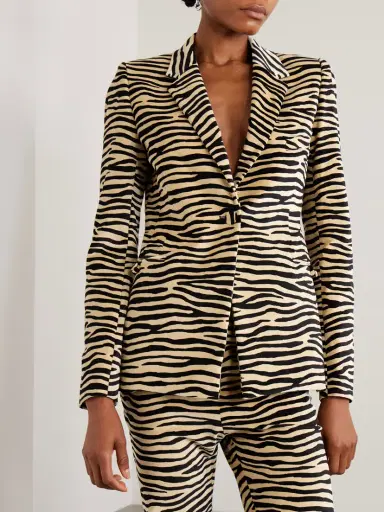 Rabanne Zebra-print Cotton-blend Velvet Blazer | Thumbnail 3 Rabanne Zebra-print Cotton-blend Velvet Blazer | Thumbnail 3