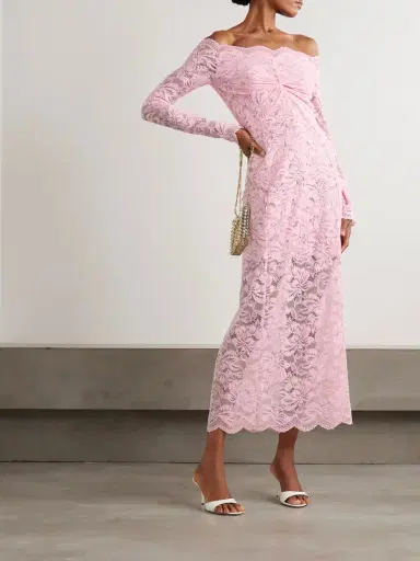 Rabanne Off-the-shoulder Stretch-lace Midi Dress | Thumbnail 2 Rabanne Off-the-shoulder Stretch-lace Midi Dress | Thumbnail 2