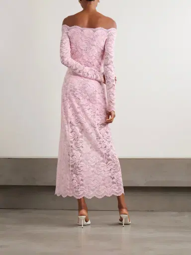 Rabanne Off-the-shoulder Stretch-lace Midi Dress | Thumbnail 3 Rabanne Off-the-shoulder Stretch-lace Midi Dress | Thumbnail 3