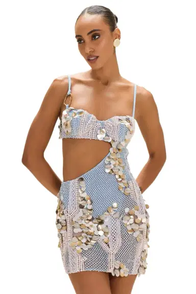 PatBo SEASHELL EMBROIDERY CUT OUT MINI DRESS | Thumbnail 1 PatBo SEASHELL EMBROIDERY CUT OUT MINI DRESS | Thumbnail 1