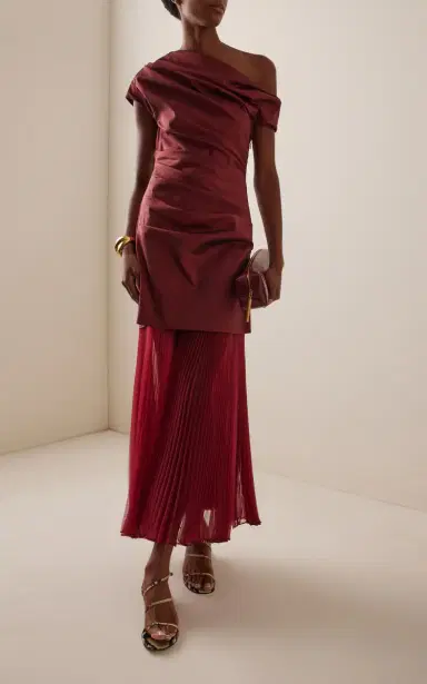 SIMKHAI Exclusive Ammalie Organza-Trimmed Taffeta Midi Dress | Thumbnail 3 SIMKHAI Exclusive Ammalie Organza-Trimmed Taffeta Midi Dress | Thumbnail 3